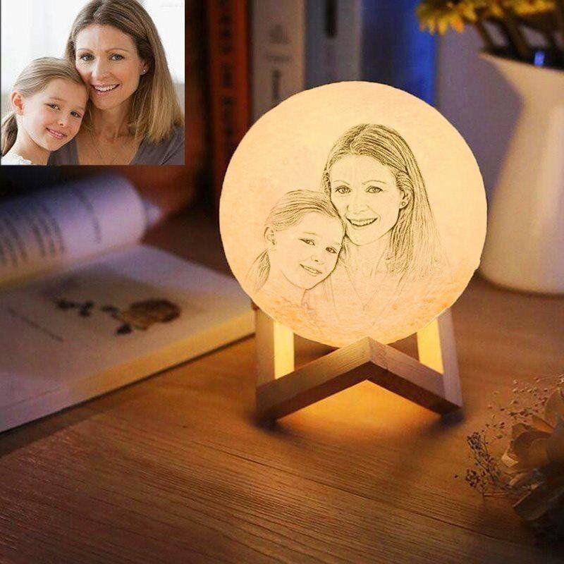 Customized 3D Printed Moon Lamp with Personalized Photo and Text - Heart Crafted Gifts