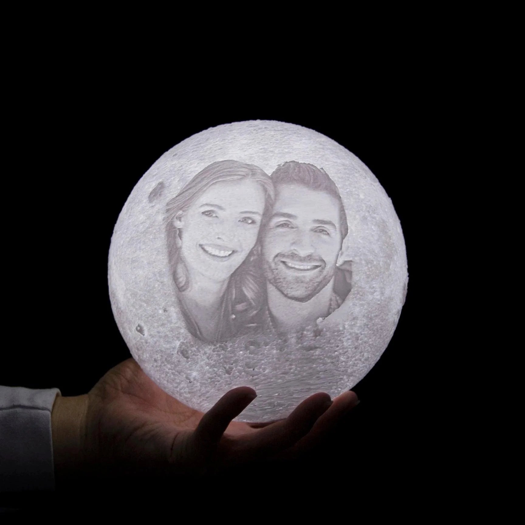 Customized 3D Printed Moon Lamp with Personalized Photo and Text - Heart Crafted Gifts
