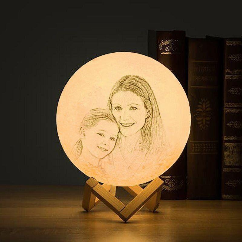 Customized 3D Printed Moon Lamp with Personalized Photo and Text - Heart Crafted Gifts