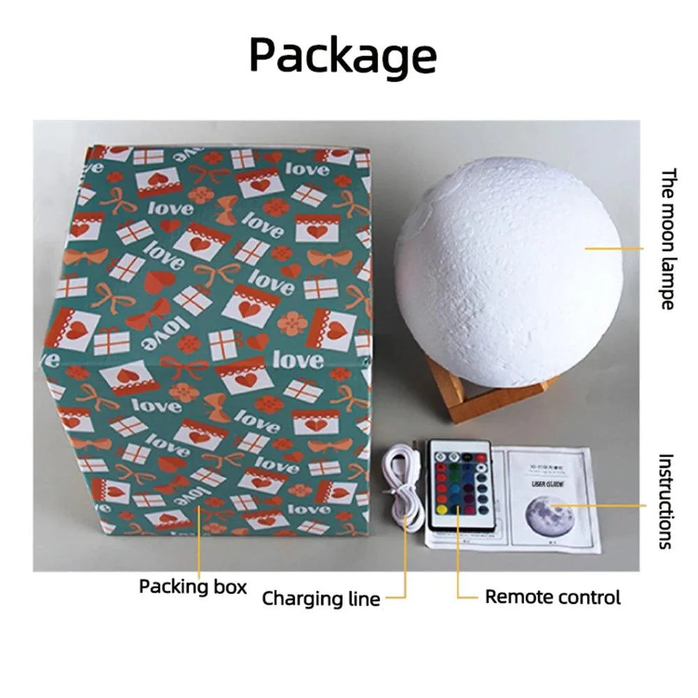 Customized 3D Printed Moon Lamp with Personalized Photo and Text - Heart Crafted Gifts