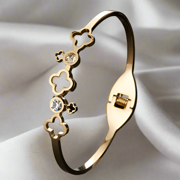 Four-Leaf Flower Bangles: Clover Bracelet - Heart Crafted Gifts