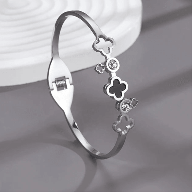 Four-Leaf Flower Bangles: Clover Bracelet - Heart Crafted Gifts