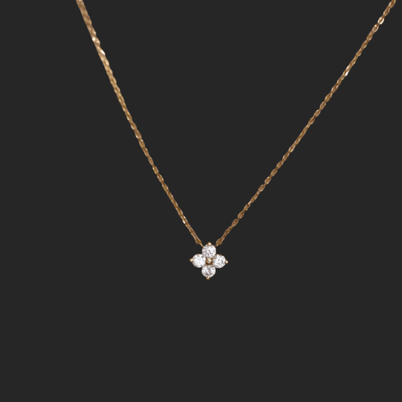 Four Leaf Flower Necklace: 18K Gold Plating on Sterling Silver - Heart Crafted Gifts