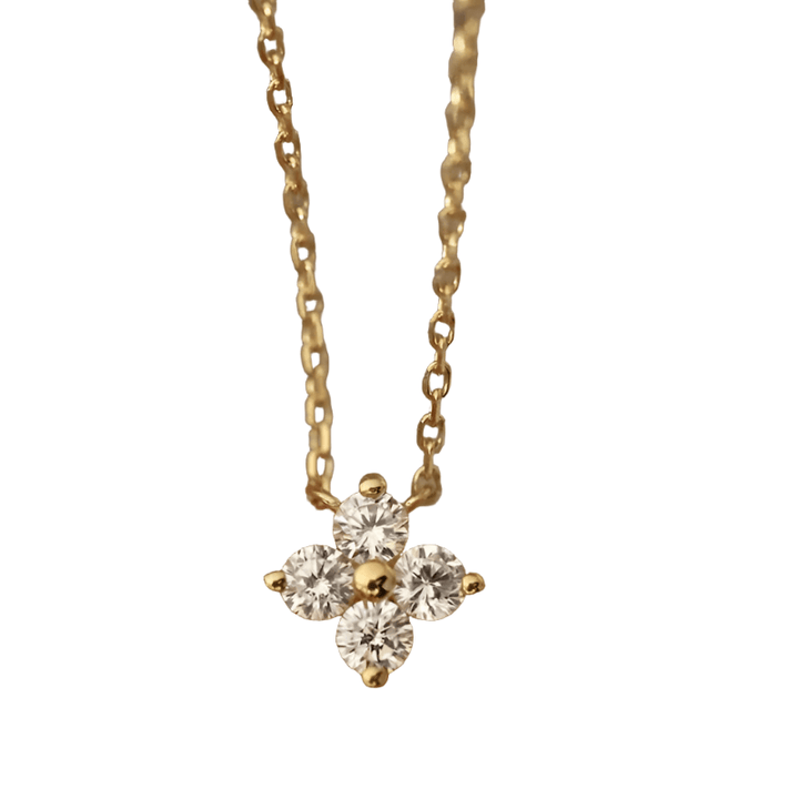 Four Leaf Flower Necklace: 18K Gold Plating on Sterling Silver - Heart Crafted Gifts