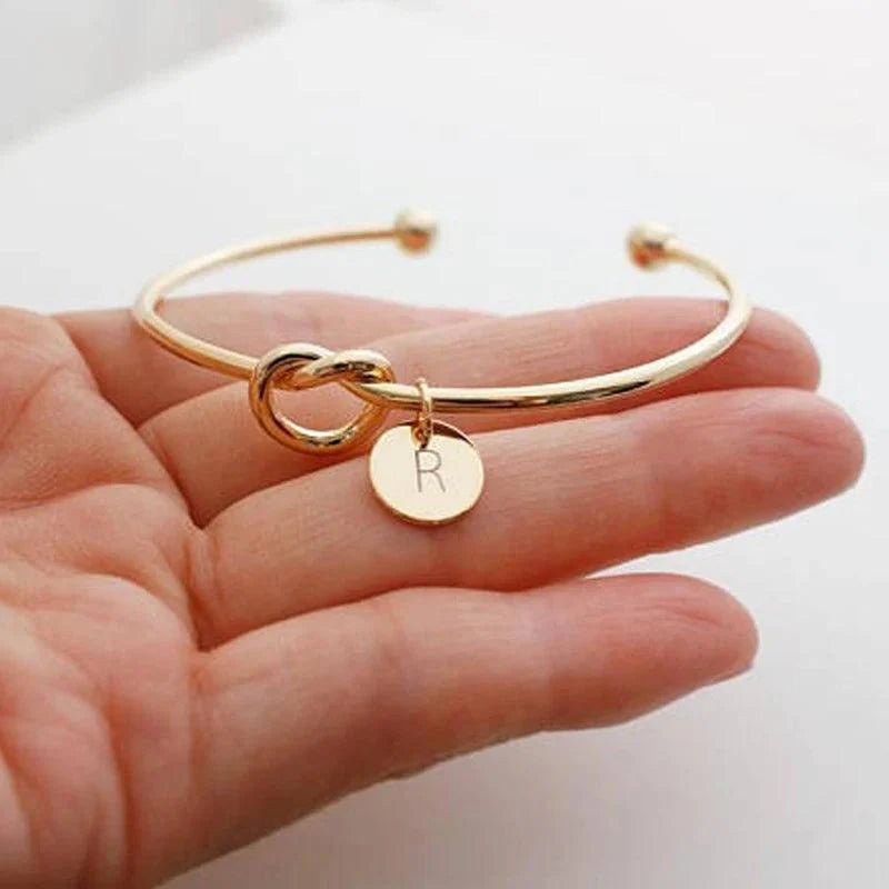 Heartfelt Elegance: Alphabet Letters Initial Charm Adjustable Bracelet - Heart Crafted Gifts