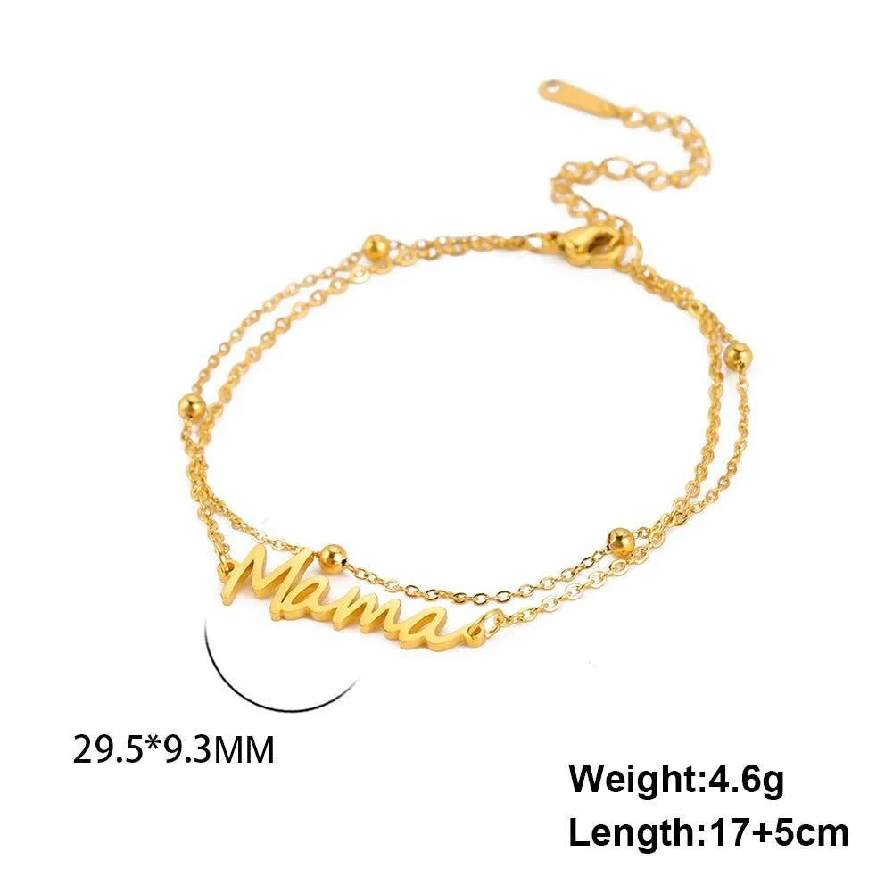 Letter 'Mama' Charm Bracelet in double Layer Chain: Mother's Day Gift - Heart Crafted Gifts