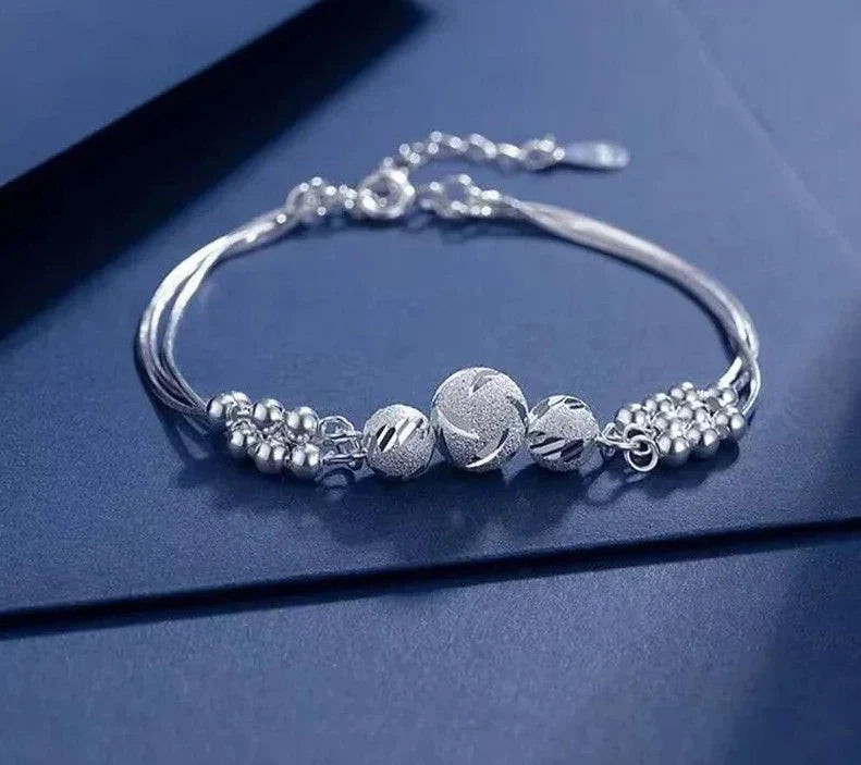 Sterling Silver Beads Ball chain Bracelet - Heart Crafted Gifts