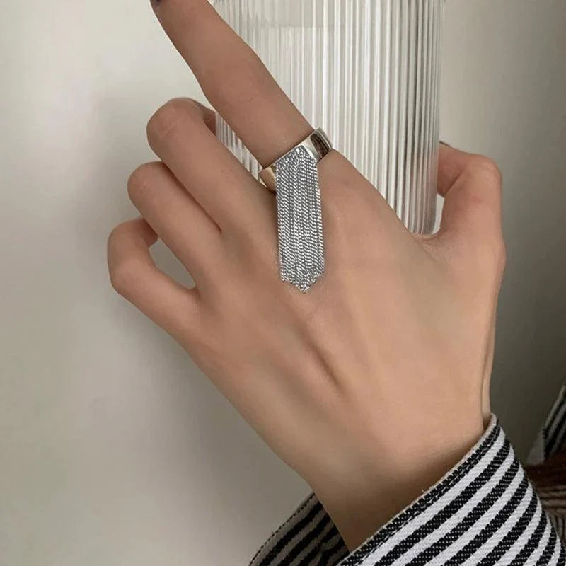 Sterling Silver Ring with Tassel: Cocktail Fashion - Heart Crafted Gifts