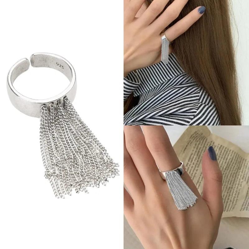 Sterling Silver Ring with Tassel: Cocktail Fashion - Heart Crafted Gifts